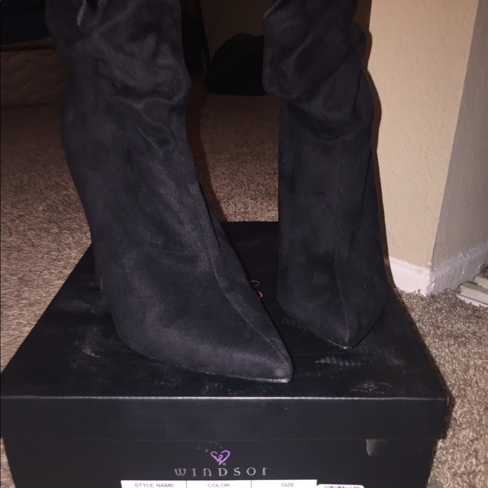 Black ankle bootie heels still in box!
